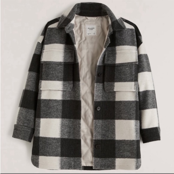 Abercrombie and Fitch black and white shirt jacket - Picture 3 of 3